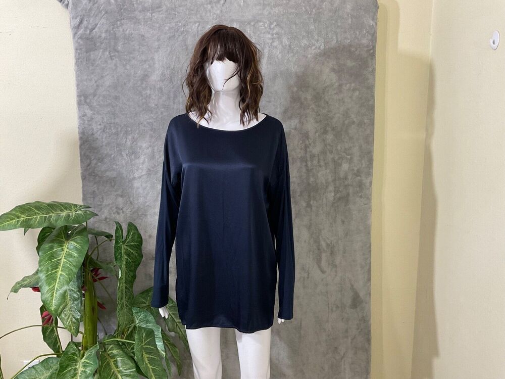 J. JILL Tunic top Satin/knit  Top Oversized Slouchy Scoop Neck size S long slev.